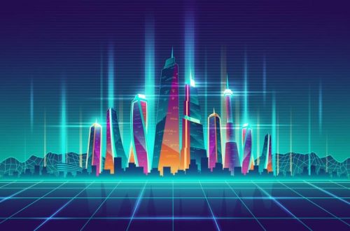 Future metropolis virtual model cartoon vector